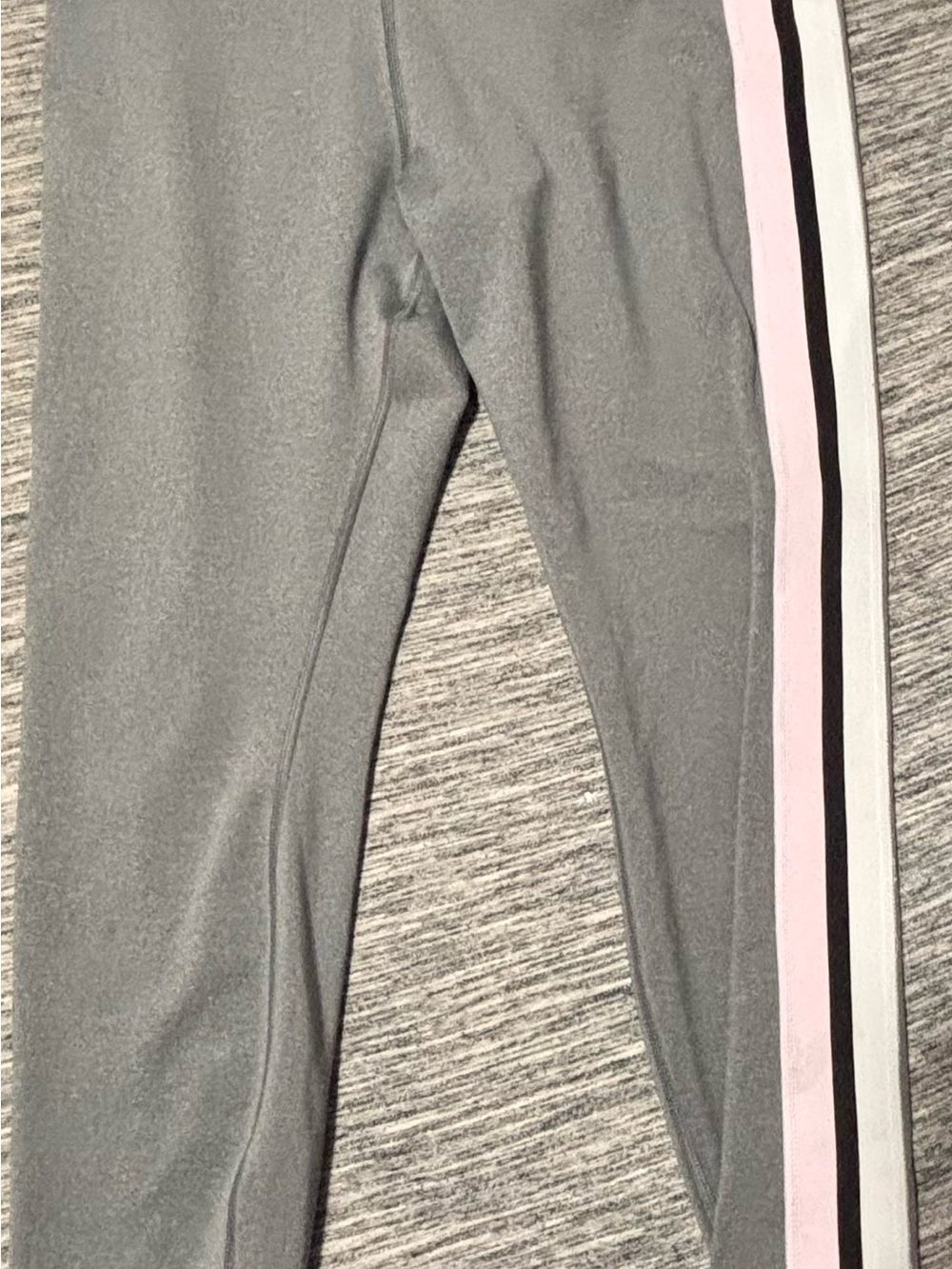 Nike Gray Leggings with Pink and Black Side Stripe